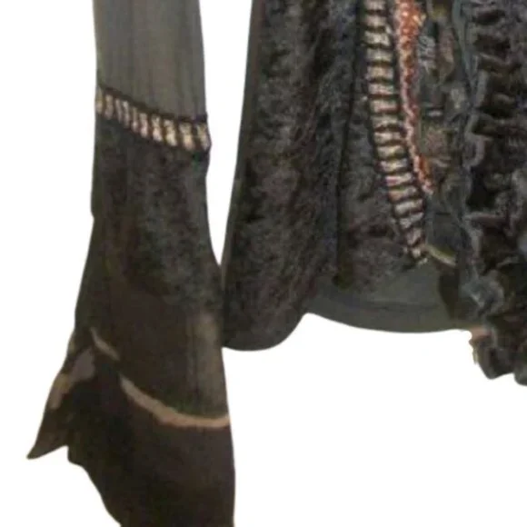 Embellished Green Zip up Sweater Blouse XL - Picture 2 of 2